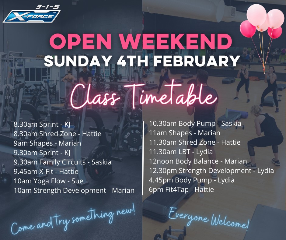 Sunday Open Weekend Timetable