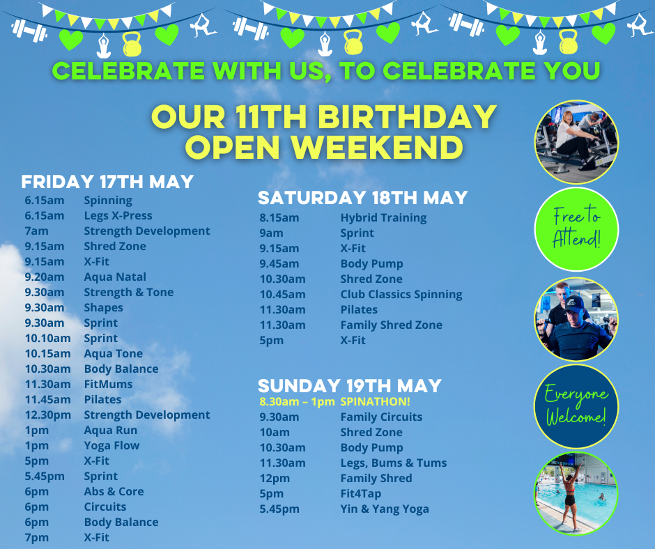 11th Birthday Weekend Timetable